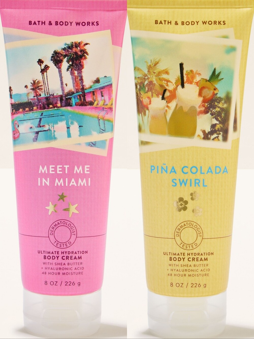 Bath & Body Works Meet Me in Miami & Piña Colada Swirl Body Cream Set NEW